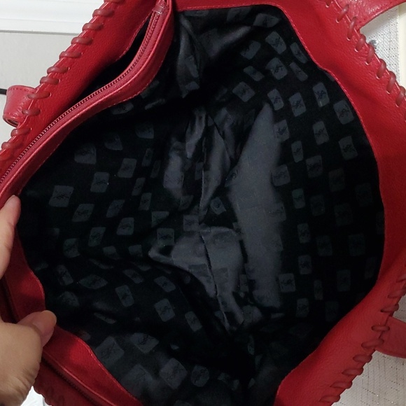 YSL Red Pebble Leather Tote Bag - Picture 12 of 16